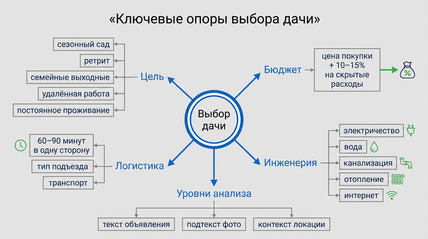 Ключевые опоры для выбора дачи